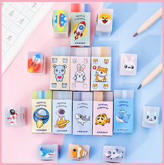 Cute layered design of children's eraser from top view