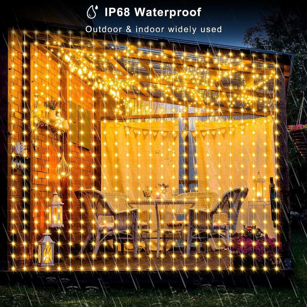 Close-up of waterproof RGB LED curtain lights