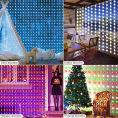 Close-up of waterproof RGB LED curtain lights