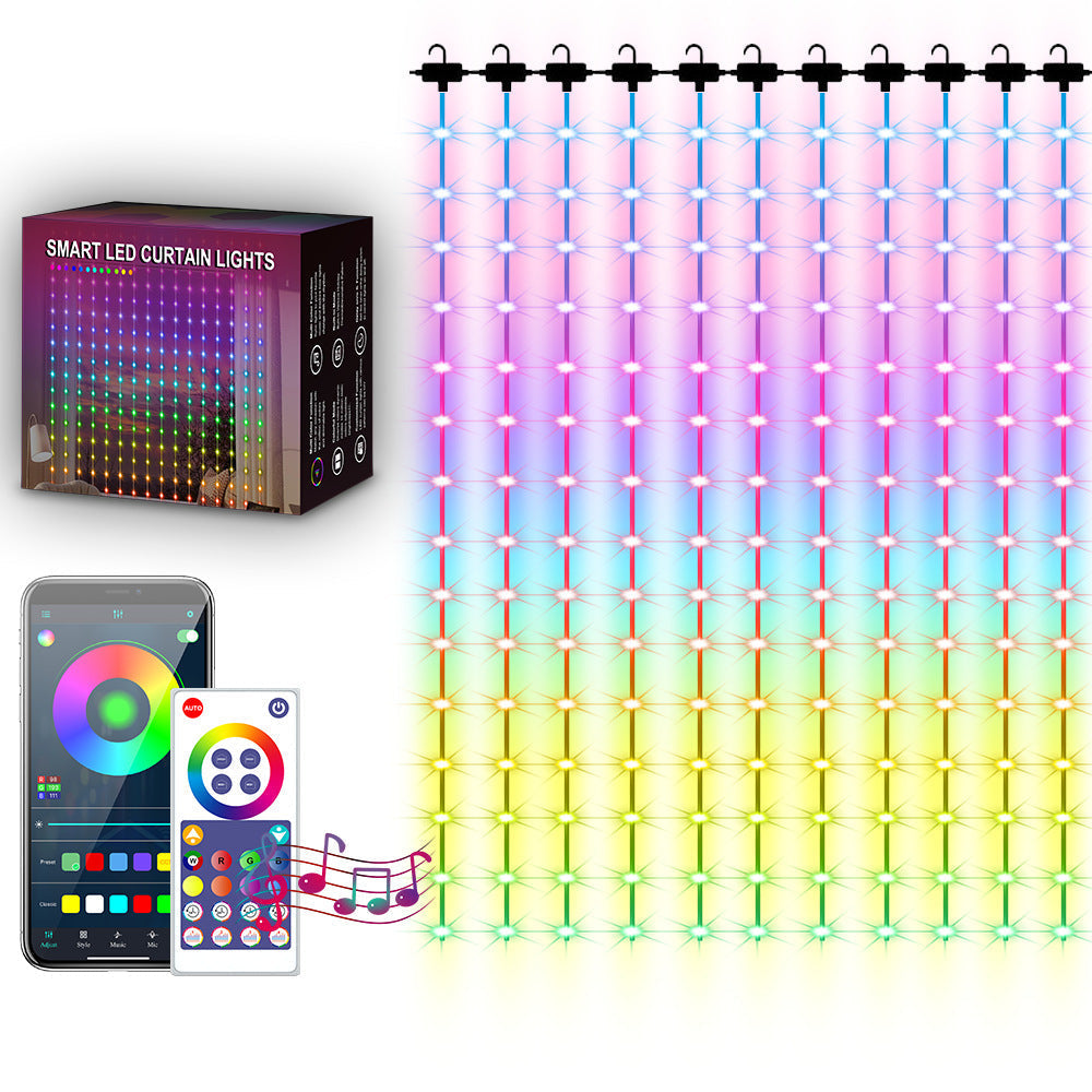 USB powered RGB LED curtain lights setup