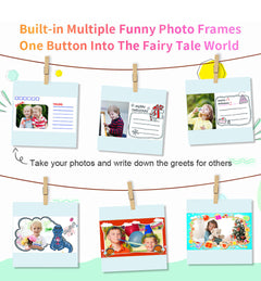 Compact design kids camera showing features