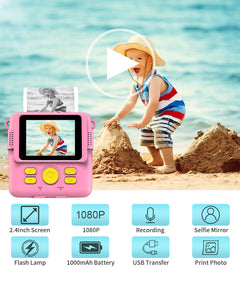 Back view of kids instant print camera