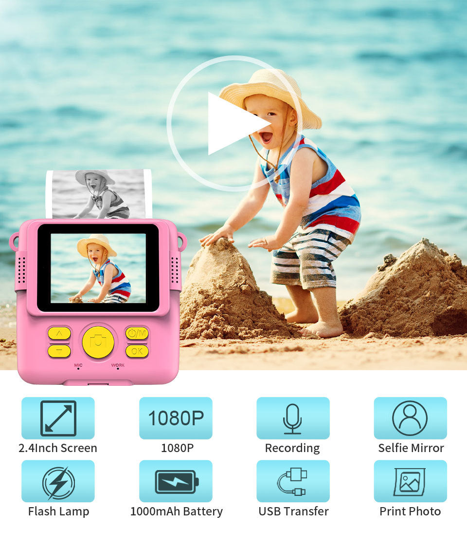 Back view of kids instant print camera