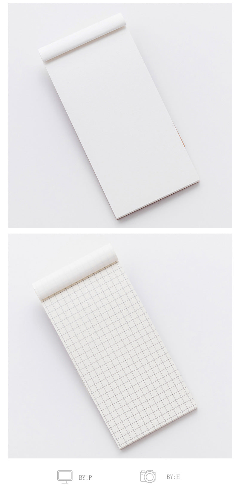 top view of a square notepad on a table