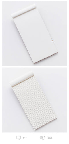 top view of a square notepad on a table