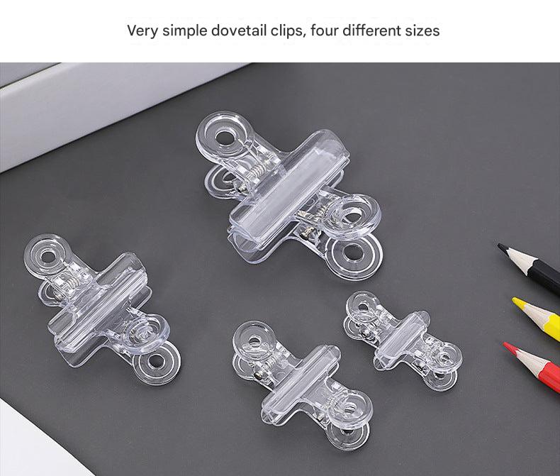 Multi-size tail clips on a table