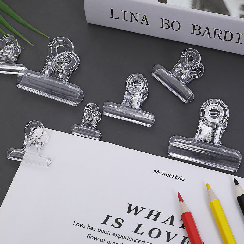 Transparent plastic clamps for school use