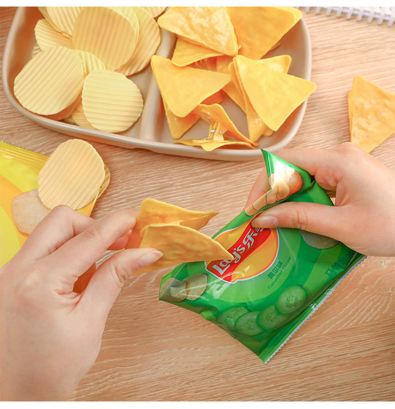 close-up view of vibrant bag clips