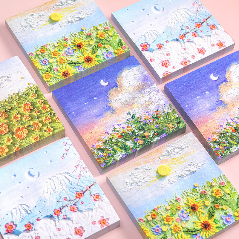 Close-up of decorative memo pad showcasing vibrant colours 2