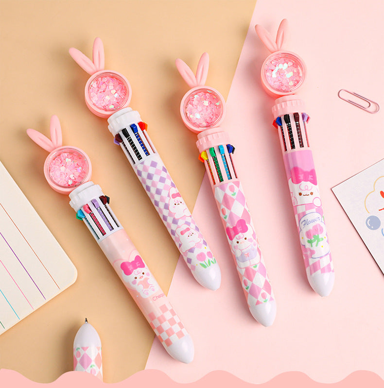 Playful pen with rabbit design on white background