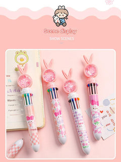 Vibrant rabbit ballpoint pen arrangement on table