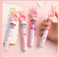 Holding the multi-color pen in hand