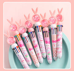 Playful pen with rabbit design on white background