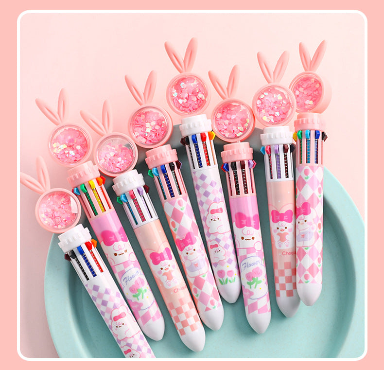 Playful pen with rabbit design on white background