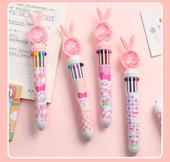 Cute cartoon rabbit pen displayed on a desk