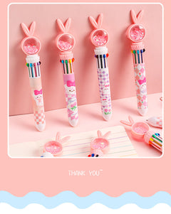 Multi-color ballpoint pen front view with designs