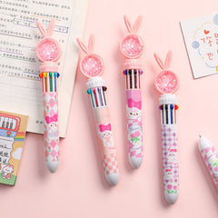 Multi-color ballpoint pen front view with designs