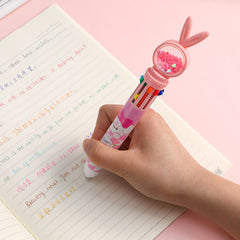 Close-up of 10-in-1 ballpoint pen rabbit pattern