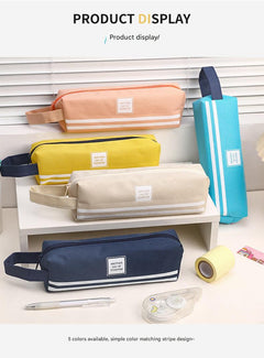 yellow Oxford cloth pencil case open view