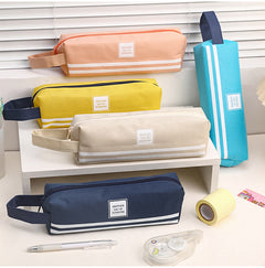beige Oxford cloth pencil case side view
