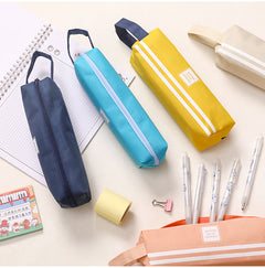 lake blue Oxford cloth pencil case with stationery