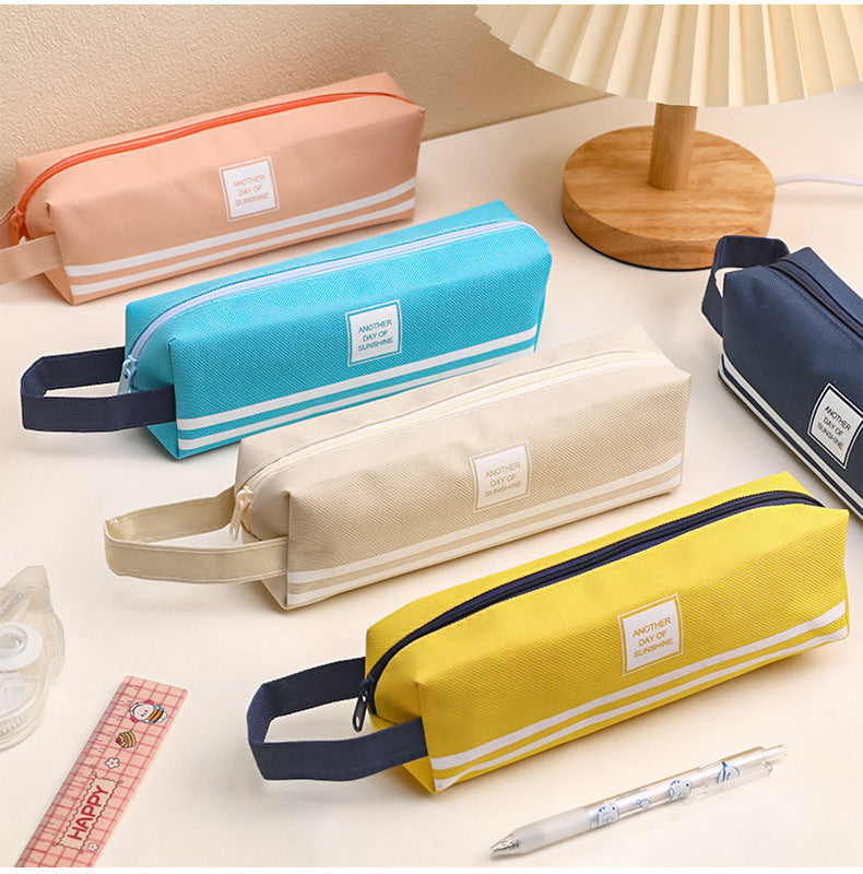 pink Oxford cloth pencil case spacious interior