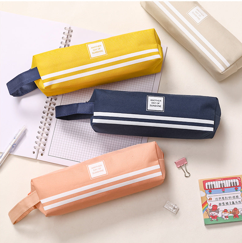 yellow Oxford cloth pencil case open view