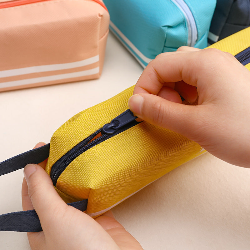 lake blue Oxford cloth pencil case with stationery