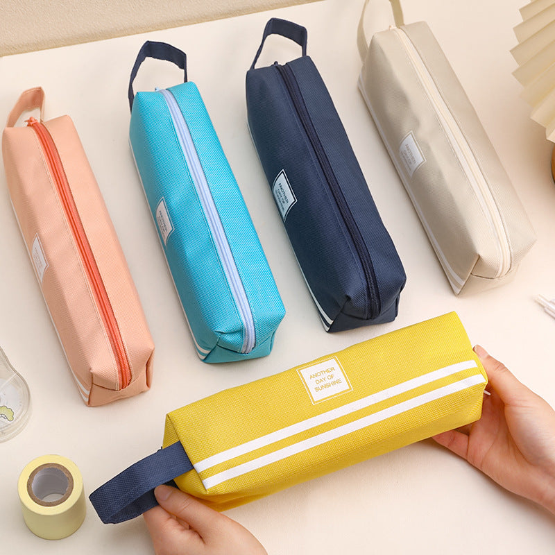 pink Oxford cloth pencil case spacious interior