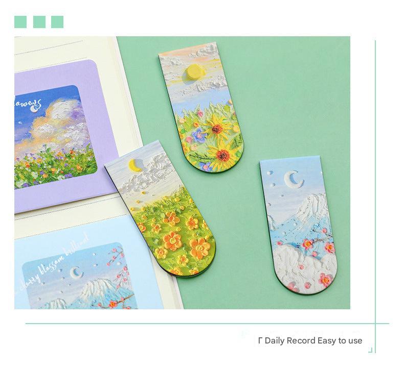 Elegant oil painting bookmark with floral design
