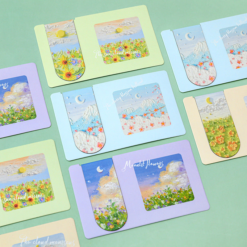 Decorative magnetic bookmark styled with oil painting