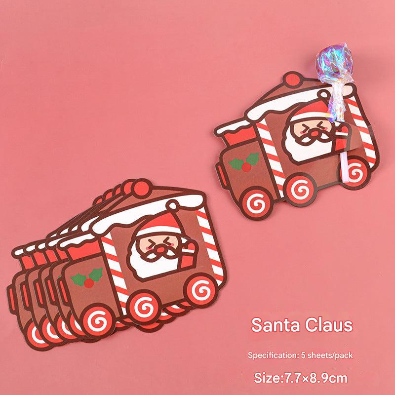 Vibrant cartoon Christmas candy card design featuring Gingerbread Man