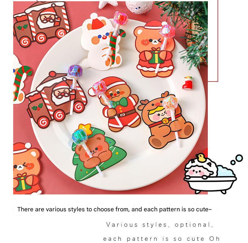 Funny cartoon characters on festive greeting cards