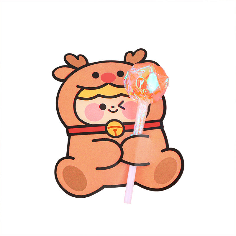 Christmas Bear candy card with colourful illustration