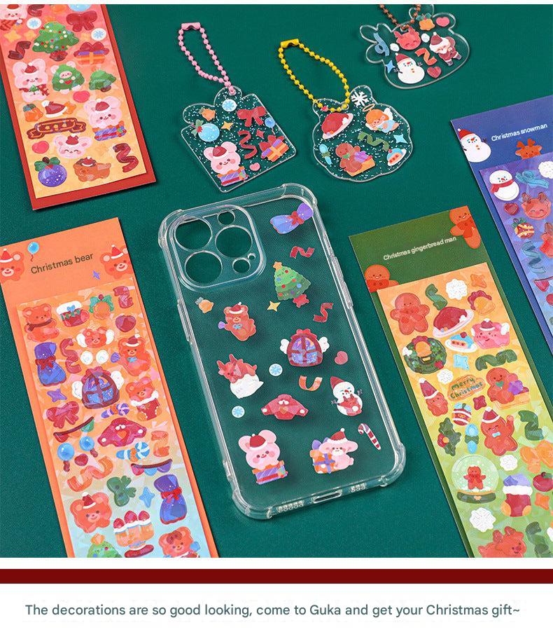 Christmas themed sticker art featuring characters