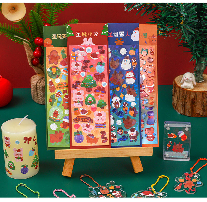 cute teddy bear sticker design for Christmas