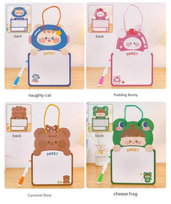 Kids drawing on double-sided erasable board