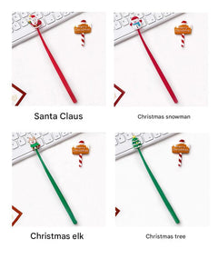 snowman themed black ink gel pen