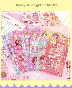 Cute Cartoon Girl Stickers Set Image 2