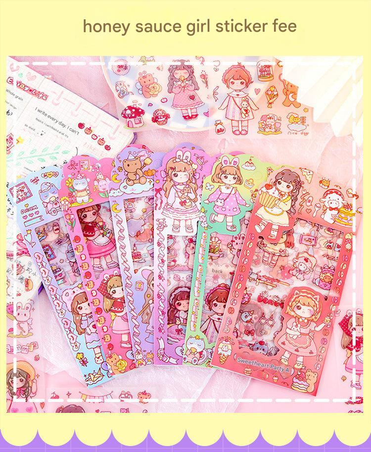Cute Cartoon Girl Stickers Set Image 2