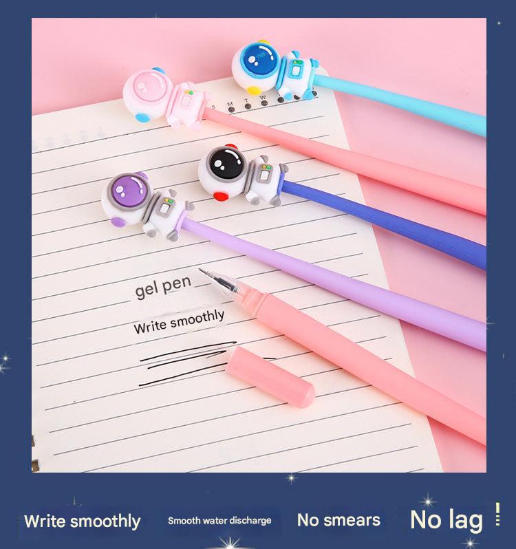 Range of astronaut gel pens spread out on desk