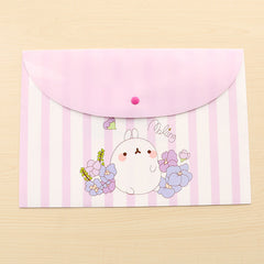 Colourful cartoon-print PVC document bag front view