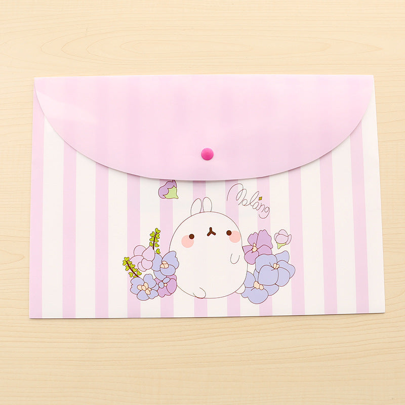 Colourful cartoon-print PVC document bag front view