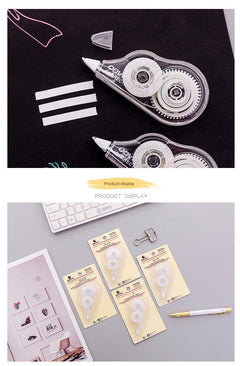 transparent correction tape held in hand