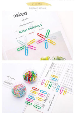 Vibrant multi-colored paper clips spread out