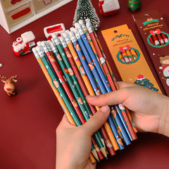 Colorful Christmas pencils with erasers for children