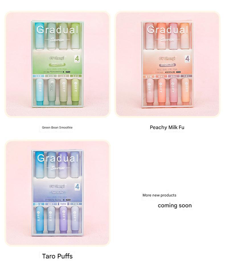 Gradient highlighter pens set in pastel colours