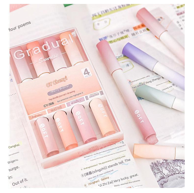 Set of highlighter pens on workspace