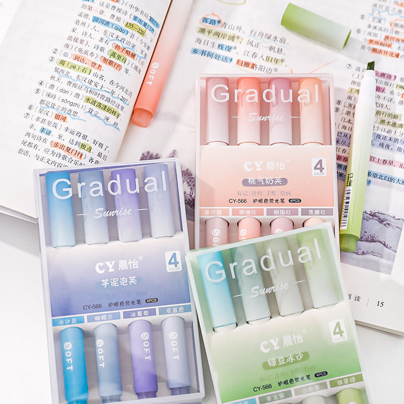 Pastel highlighter pens in gift box packaging
