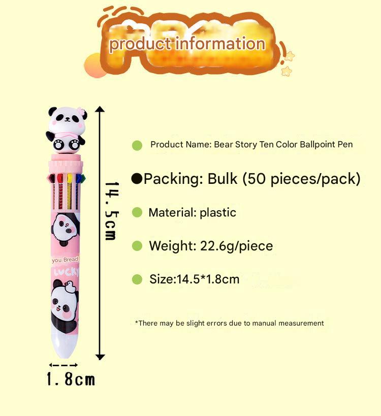 Panda-themed multicolor retractable pen front view